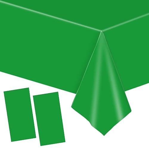 YAAVAAW 2 Piezas 137 * 274cm Mantel Desechable con Verde,Mantel de Plastico Rectangular Impermeable y Antimanchas,Decoración de Mesa para Cumpleaños Infantil,Exterior Jardin,Fiesta,Bodas,Navidad