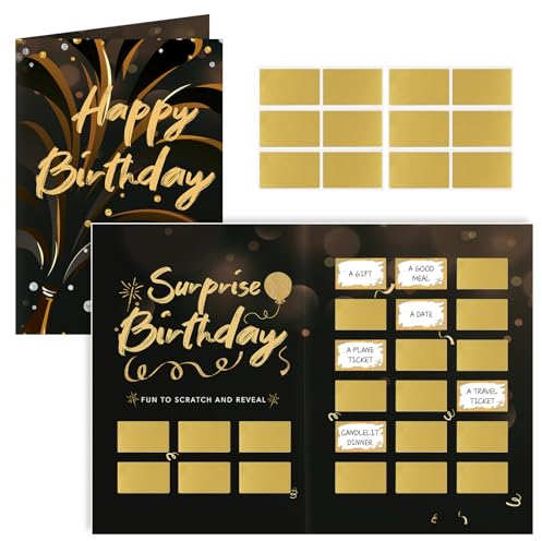 BOFUNX Tarjeta de Rascar para Cumpleaños Rasca y Gana Personalizado Tarjeta Felicitación de Cumpleaños Juego Divertido Idea Regalo para Sorpresa de Cumpleaños Fiesta