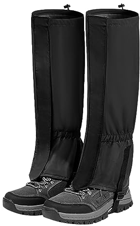 Mecmbj guetre randonnée, 2 PCS guêtres dextérieur, réglables guêtres Respirantes pour Unisexe, guêtres randonnée de Protection des Jambes pour la randonnée en Plein air, lalpinisme, Le Ski (Noir)