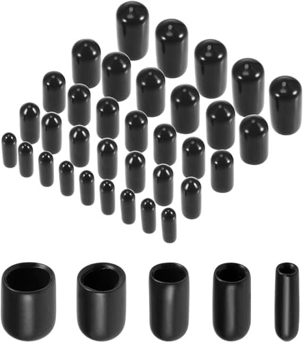 MACHSWON 50pcs Rubber End Caps 5 Size (3mm 5mm 6mm 8mm 9.5mm), Vinyl Round End Cap Cover Screw Thread Protectors Tube Bolt Cap for protection of Screws Tubes Cables Wires, etc