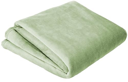 Olivia Rocco Flannel Fleece Throw Blanket Super Soft Warm Fluffy for Bed Sofa Couch Chair Lightweight and Cozy Solid Design, 150 x 200 cm Sage Green