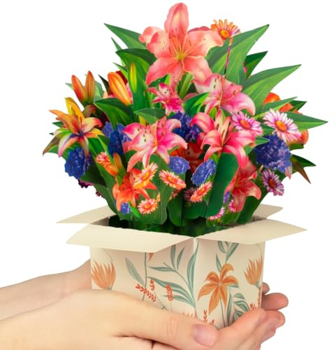 CNLITIHEKA Pop Up Lily Flower Bouquet Card Get Well Soon Cards 3D Pop Up Birthday Card Thinking of You Greeting Card for Christmas Congratulations Gifts Includes Envelop.