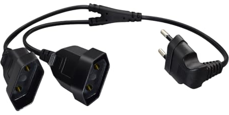 HuaLiSiJi Câble D'extension Euro 2.5A 250V 625W Type C Euro Rallonge Câble Euro Rallonge Double Prise Euro Euro 2 en 1 pour électroménagers TV Moniteur D'Ordinateur (45cm 90°)