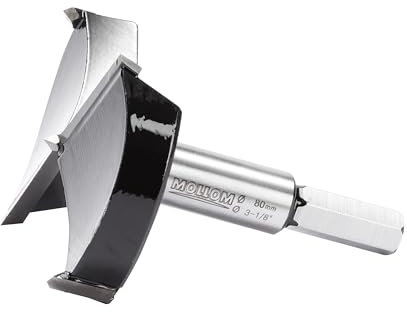 Mollom 80mm (3-1/8) Forstnerbohrer mit langlebiger YG8 Hartmetall-Dicke von 2,0mm für präzise Holzbearbeitung. Ideal für Hartholz, Kunststoff und Sperrholz