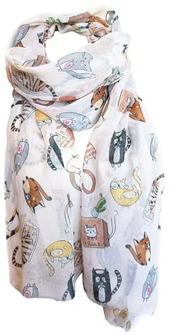 J26 Leichte Sommer Seide Tuch mit Katze Hunde Motiv XL Schal Silk Seidenschal Seindentuch Cat Dog Halstuch Hochwertig Glitzer (Beige)