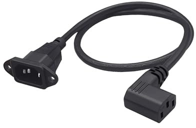 JSADZKJ 90 Grados IEC 320 C13 a C14 Cable de alimentación de Montaje en Panel ángulo Izquierdo C13 Hembra a C14 Macho Adaptador de Cable de extensión de energía para monitores Ordenadores 0.6m