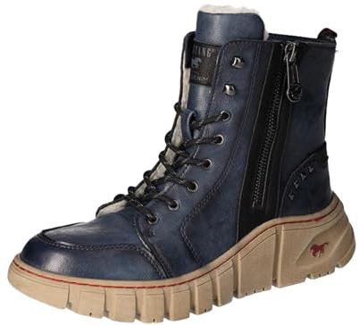 MUSTANG Damen Stiefelette sportlicher Plateau Boot warm Reißverschluss 1499-602, Größe:41 EU, Farbe:Blau