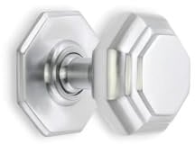 Infinity Decor Solid Brass Octagonal Centre Door Knobs Large - Satin Chrome Dummy Door Pull Handles for External and Internal Use.