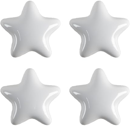 Clayre & Eef Türknauf 4er Set Stern Ø 4 cm Weiß Keramik Möbelknopf