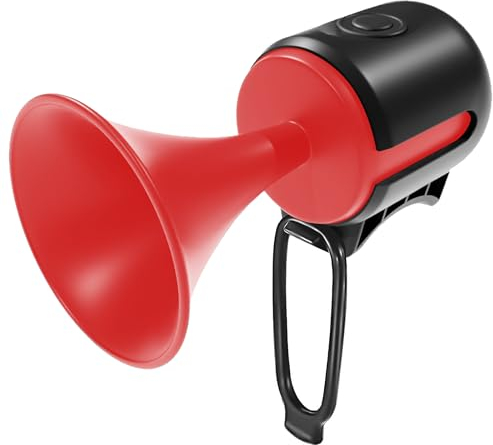 Fahrrad Hupe Laut, Elektrische Fahrradhupe IPX4 Wasserdicht, 120dB Volume Fahrradalarm, Austauschbare Batterien, Electronic Bike Bell für Mountainbike Rennarad Rollor BMX (Rot)