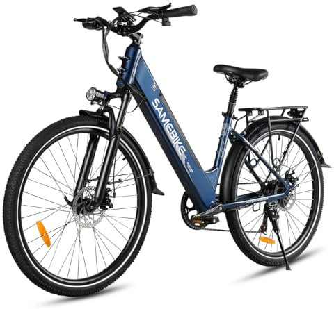 SAMEBIKE 26 Zoll E-Bike Elektrofahrrad für Herren Damen Fat Tire E-Mountainbike,36V15AH E Fahrrad Trekking/City Pedelec für Damen und Herren (RS-A01-PRO) (blau)