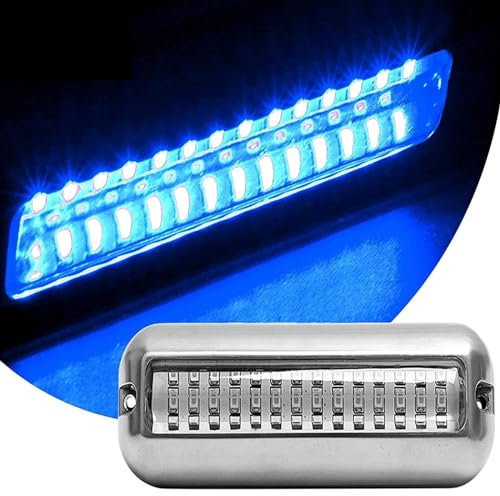 ALLOMN Marine-LED-Bootslicht, 12 V 27 LEDs Edelstahl Navigationssignallicht IP68 Wasserdicht Unterwasser-Bootslicht hinteres Fischlicht für Boote Deck Kajak Yacht Marineschiffe Ponton-Kreuzfahrt (1)