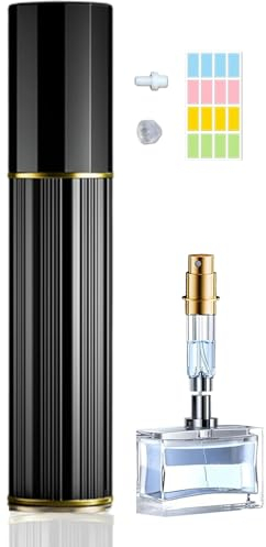 Travelofo Perfume Atomiser - 10ML Refillable Spray Bottle, Easy to Refill, Perfect for Purse, Handbag, Pocket and Luggage (Black)