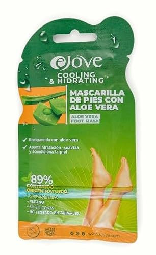 Ejove Mascarilla para los Pies con Extracto de Aloe | Hidrata, Suaviza y Acondiciona la Piel | Ideal para Talones Agrietados y Pies Secos y Asperos | Mascarilla Exfoliante y Peeling