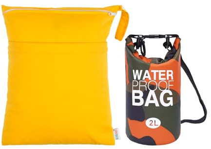 ALVABABY Dry Bag 2L Wasserdichte Tasche mit Wetbag nassbeutel schwimmen,Wasserdichter Beutel Roll-Top Wasserfester Rucksack Packsack Waterproof Drybag,Schwimmen Strand Baden Kanu 2WFL02-DE