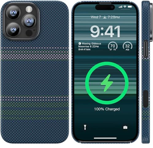 memumi Aramid Fiber Magnetic Case for iPhone 16 Pro Max, [Compatible with Mag-Safe] Sturdy Durable for iPhone 16 Pro Max Aramid Fiber Thin Case, Military Grade Drop Protection