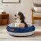 Deconovo Flauschiges Hundebett für kleine Hunde Katzenbett Donut Kissen Ø 51 cm orthopädisches Hundekissen Waschbar Hundesofa Rund abnehmbar Hundekorb, 51x51x15cm, Navy blau