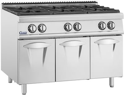 Royal Catering Fornello a gas 21,6 kW 6 fuochi Mobile base Cucina a gas Fornello a gas propano Piano cottura gas