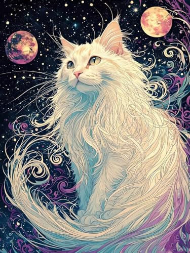 DIY Diamond Painting, Kitty Diamond Art Painting Kits for Adults, Kinder und Beginner Embroidery Pictures Arts Crafts for, Mosaikherstellung, Set for Wall Decoration Herbst Geschenk 90x120cm M-363