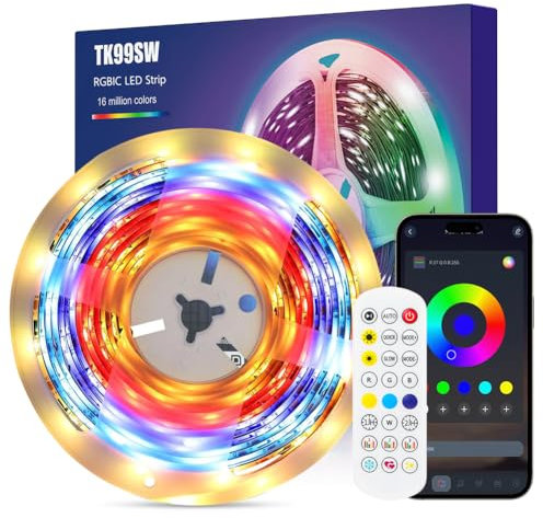 TV Led Lights 4m, RGBIC Led Strip for 50-70 Inch TV/PC, with Remote/APP Control, USB Powered, Music Sync, Led TV Backlights Ambient Lighting Gaming Room Accessories