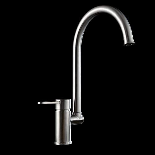GKJHTED Modern Kitchen 304 Stainless Steel Faucet Taps Hot and Cold 360-degree Rotation Basin Sink Mixer Tap Single Handle Wash Dishes Lead-Free Faucet Cellular Water-Saving Bubbler with H