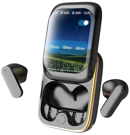 2024 Nuevos Auriculares Inteligentes Bluetooth Con Pantalla Táctil a Todo Color, Cubierta Deslizante y LED (Negro)