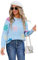 HEYPORK Damen Herbst Winter Warm Bequem Pullover Casual Mode Strickjacke Strickpullover Frauen Blume Colour Blocking Rundhals Peplum Strickpullover(Blau, XL)