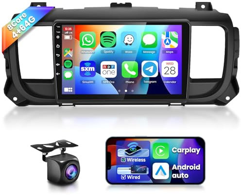 8 Kern 4G+64G Autoradio Android 13 für Peugeot Expert/Citroen Jumpy 3/Space Tourer 2016-2021, 9 Zoll IPS Touchscreen Auto Radio mit DSP Carplay Android Auto GPS WiFi Bluetooth FM RDS Rückfahrkamera
