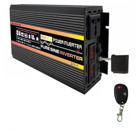 Coche Inversor 10000W/12000W Onda Sinusoidal Pura Inversor De Potencia Transformador De Voltaje Automóvil Hogar Exterior Convertidor DC12V 220V Con Controlador Convertidor(12000Wcontroll,12V_220V60HZ)
