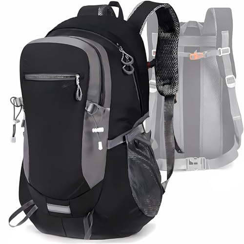 Retoo Wanderrucksack 40 L, 600D-Polyester, wasserdicht, Schwarz, 53 x 30 cm
