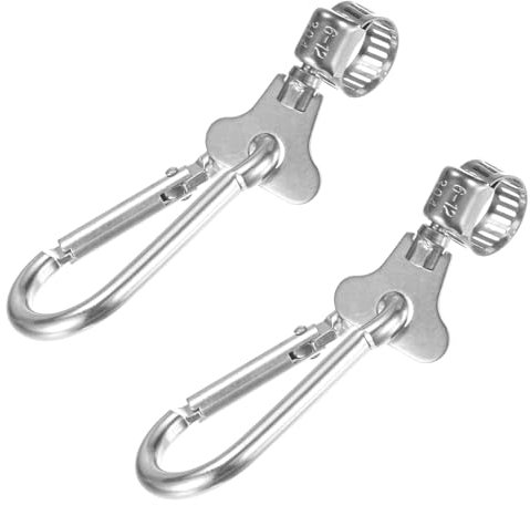 M METERXITY 2-Pack Flag Pole Rings 0.2-0.5 Inches, Adjustable Flag Pole Clips W Flagpole Clamp to Hold Flag, Stainless Steel Flagpole Clips Grommet Rings for Garden/Boat/Vehicle/Yacht