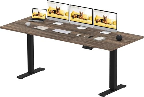 SANODESK Höhenverstellbarer Schreibtisch 200x80 cm mit 2 starken Motoren, Stabiler Elektrischer Steh-Sitz Schreibtisch, Höhenverstellung mit Memory-Funktion (schwarz+braun)