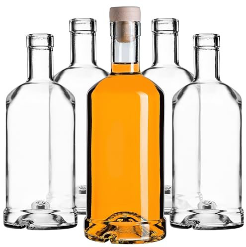 KADAX Lot de 50 bouteilles en verre avec bouchon en liège - Bouteilles vides pour le remplissage de liqueur et de vin - Bouteilles de vin - Bouteilles de liqueur en verre - Bouteilles d'alcool