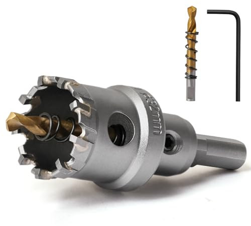 Josaton 32mm TCT Carbide Hole Saw for Hard Metal Tungsten Steel Hole Cutter with Titanium Pilot Drill Bit for Metal, Stainless Steel, Iron, Wood, Aluminium, Plastic