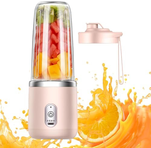 Licuadora portátil para batidos, licuadora recargable por USB, exprimidor eléctrico de frutas, multiuso, mezclador personal con 6 cuchillas para viajes, cocina, gimnasio