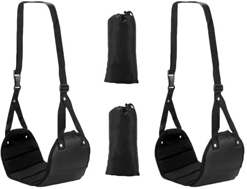 Repose Pieds D'avion, 2 Pièces Hamac de Repose Pieds Suspendu Pliable, Portable Repose Pieds pour Avion, Réglable Repose Pieds de Voyage pour avec Sac de Rangement, pour Bureau, Dortoir, Noir