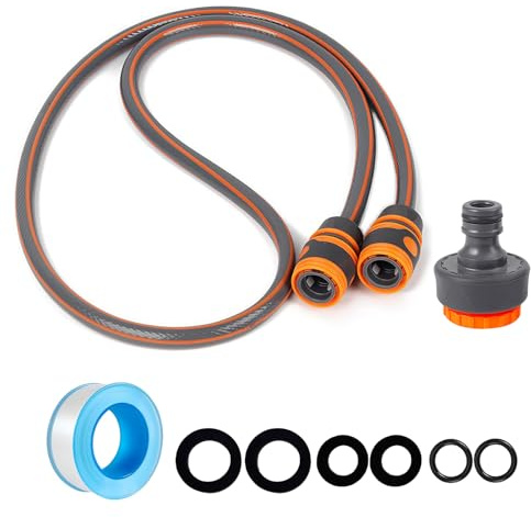 Garden Hose Connection Set for 1.5m Short Hose Pipe,1.5m Hose Connection Set with Connectors,Garden Tap Connectors and Fittings Adapter,Small HosePipe for Gardens Tap,Hose Reel