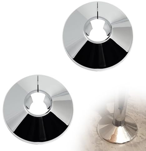 Diffaxy Lot de 2 manchons de tuyau chromés de 15 mm pour radiateur - Pour couvrir la base du tuyau de radiateur