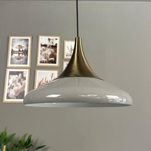 bamyum Hängelampe Paladin Grau Metall Ø35cm, Lampenschirm Wohnzimmer Industrial Vintage, Pendelleuchte Esstisch, Küchenlampe Hängend