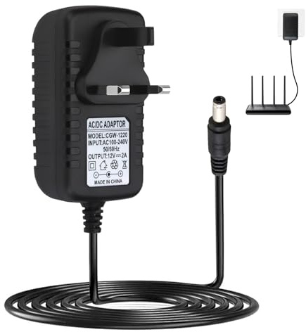 12V 2A DC Power Supply Adapter 1M/3.3FT AC/DC With 5.5 x 2.1mm AC Black | Driver Transformer AC 100-240V Supply to DC 12V for LED light CCTV Camera Router Monitor Safe DVR/NVR/IP Etc