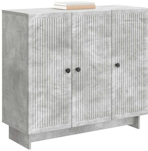 vidaXL Sideboard Betongrau 89 x 34,5 x 80 cm Holzwerkstoff, Elegantes Vintage Sideboard, rechteckige Lösung für Zuhause, multifunktionale Möbel