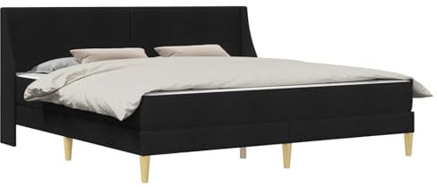 vidaXL Bettgestell mit Matratze mit Kopfteil Polyester, Moderne Bettgestell, atmungsaktives Material, Bequeme Schaummatratze, minimalistisches Design, platzsparend für Dein Schlafzimmer