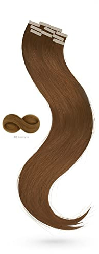 Tape In Extensions 40 cm Virgin Echthaar 10er Set Kastanienbraun