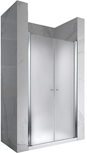 i-flair Duschtür LIMA mit Pendeltüren, 136x185 cm Verstellbereich von 136-140 cm Höhe: 185 cm Nischentür Duschabtrennung aus satiniertem 6mm NANO ESG Sicherheitsglas - DTF 185