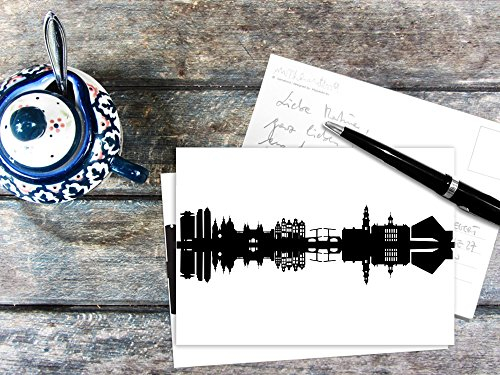 44spaces Postkarte mit schwarzer AMSTERDAM - Silhouette - CITY POSTCARDS