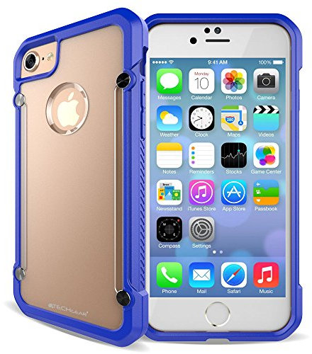TECHGEAR iPhone SE 2020, iPhone 8/7 Case - [Fusion Armour] Premium Slim Hybrid Tough Rugged Protective Bumper Case Heavy Duty Protection Cover Compatible with Apple iPhone SE 2020, 8, 7, Blue