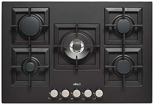 Elleci Plano 75 TCC Piano Cottura a Gas, ghisa, Nero, 11.5x51x75 cm