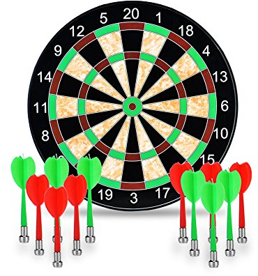 Towinle Dartboard, 17 Magnetic Dartboard with 12 Magnets Darts Arrows in 2 colors for Children and Adults
