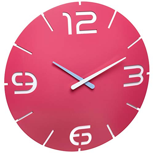 TFA Dostmann Contour Design-Wanduhr, 350 x (H) 35 mm, kunststoff, pink/weiß, 60.3047.12, Ø 350 x (H) 35 mm