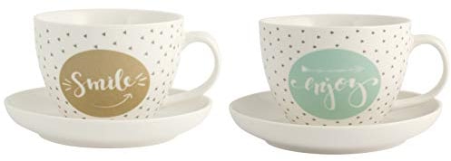 H&h set 2 tazze jumbo enjoy con piatto assortite cc 485